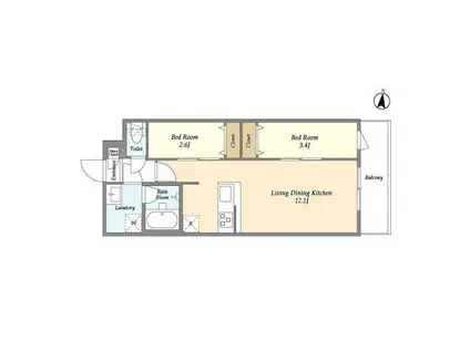 アルファコート梅島(2LDK/4階)の間取り写真