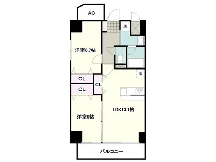 モンレーヴ海老名(2LDK/1階)の間取り写真