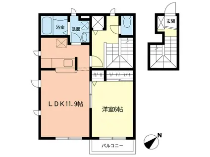 グレイスヴィラI(1LDK/2階)の間取り写真