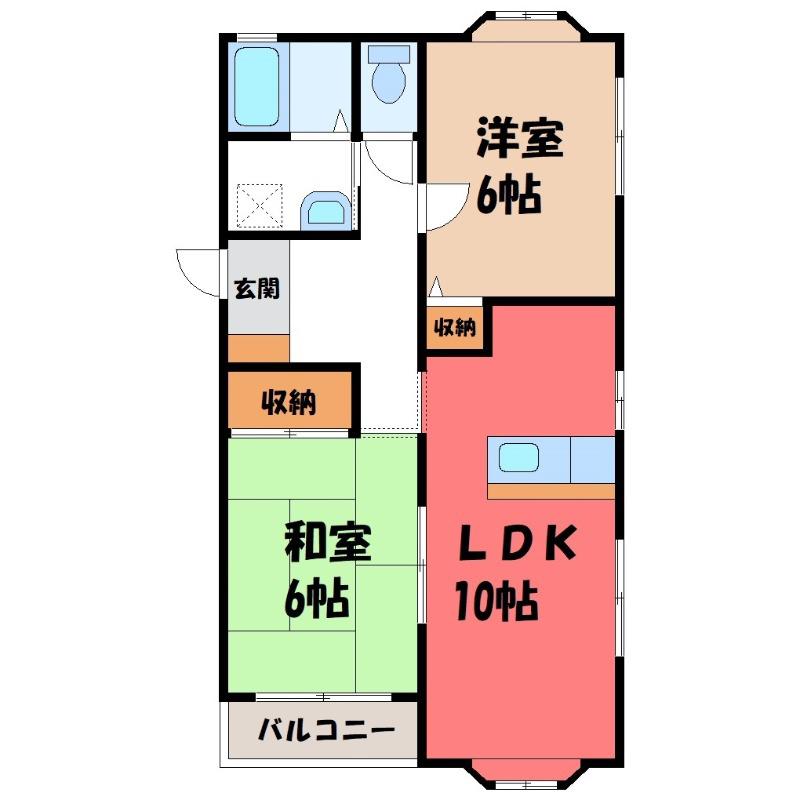 パークサイドII(2LDK/2階)の間取り写真