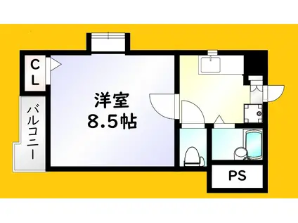 ギャランK中原(1K/2階)の間取り写真