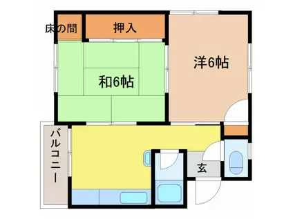 不動マンション(2DK/2階)の間取り写真