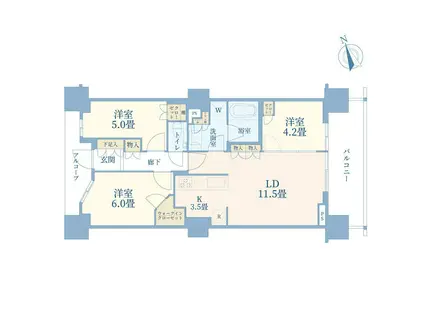 ドレッセタワー南町田グランベリーパーク(3LDK/27階)の間取り写真