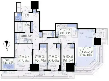 幕張ベイパーククロスタワー(4LDK/3階)の間取り写真