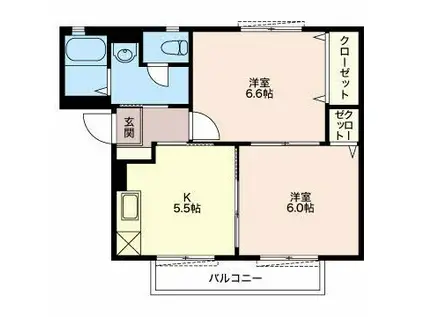 サンベール榎田B(2K/1階)の間取り写真