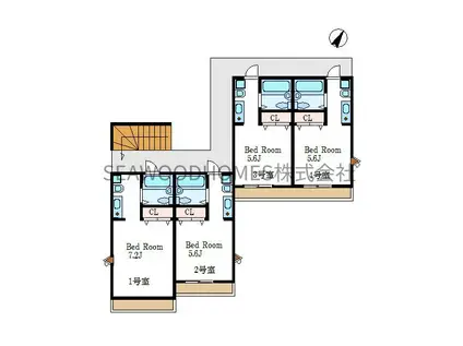 シーブリーズしお風(1K/2階)の間取り写真