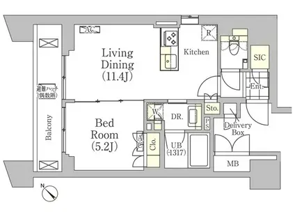 メゾンカルム日本橋馬喰町(1LDK/4階)の間取り写真