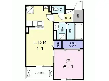 エレガンテ ソーレ(1LDK/2階)の間取り写真