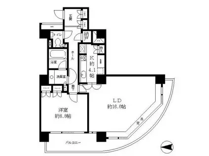 リバーポイントタワー(1LDK/13階)の間取り写真