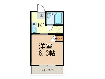 ベルメゾン(1K/2階)の間取り写真