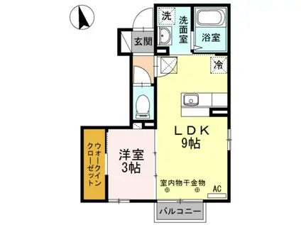 ルミナス山岸(1LDK/1階)の間取り写真