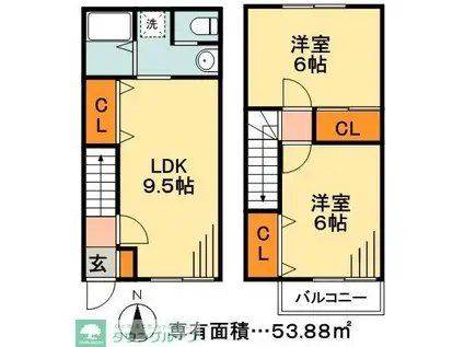 プランドール篠崎(2LDK/1階)の間取り写真