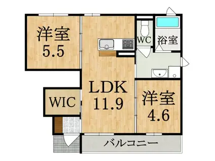 CHARME B棟(2LDK/1階)の間取り写真