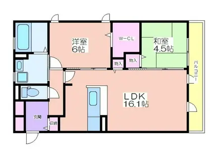 たまきA棟(2LDK/2階)の間取り写真