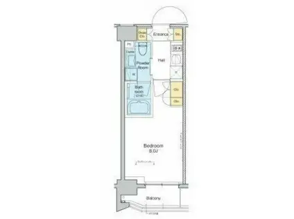 プラウドフラット月島アベニュー(1K/3階)の間取り写真