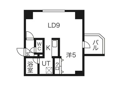 パークヒルズイースト23B(1LDK/9階)の間取り写真