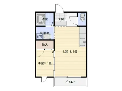 クレストハウス(1LDK/2階)の間取り写真