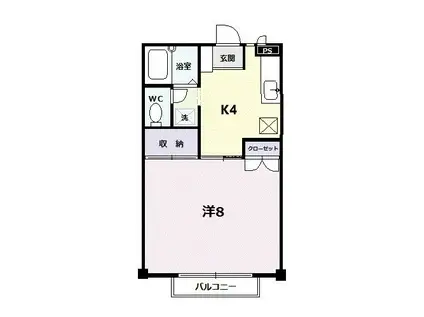 レーベンハイツB(1K/2階)の間取り写真