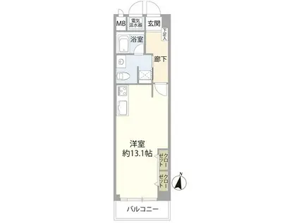 ライオンズマンション白金第2(ワンルーム/3階)の間取り写真