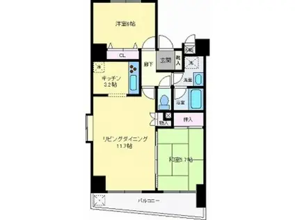 グリーンキャピタル材木町第3(2LDK/4階)の間取り写真