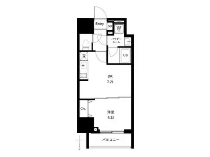 アーバンパーク王子II(1DK/3階)の間取り写真