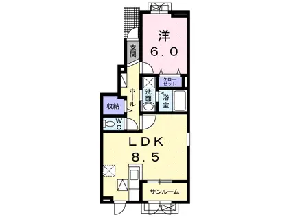 アウローラIII(1LDK/1階)の間取り写真