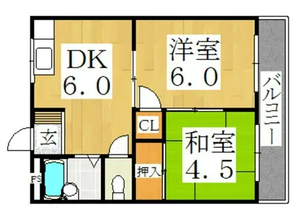 オリーブコート(2DK/1階)の間取り写真