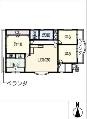 中野町さくらマンション(4LDK/3階)の間取り写真