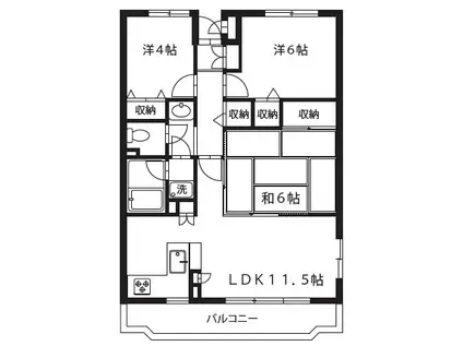 田園コートエレガンスD(3LDK/2階)の間取り写真