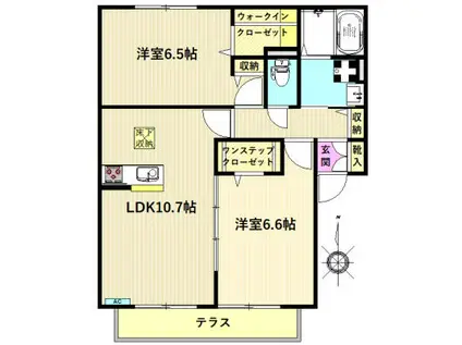 ウインドワード(2LDK/1階)の間取り写真