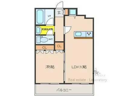 Zサイドテラス蔵立(1LDK/5階)の間取り写真