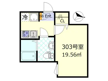 H.A.STELLA(1K/3階)の間取り写真