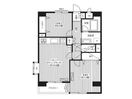 BAY-イースト(2LDK/3階)の間取り写真
