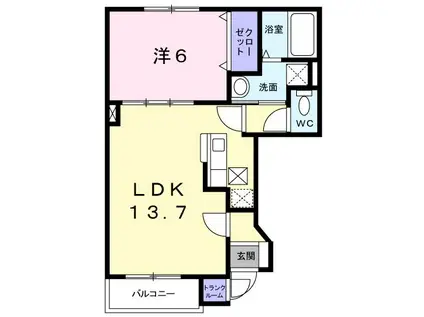 サンクリオージュ弐番館(1LDK/1階)の間取り写真
