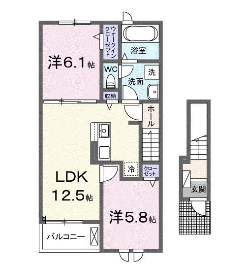 カフア テラス(2LDK/2階)の間取り写真