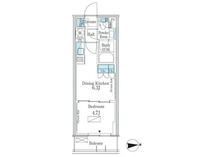 パークアクシス新宿百人町(1DK/4階)の間取り写真