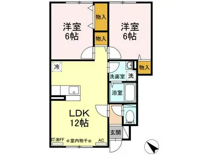 アムール和(2LDK/1階)の間取り写真
