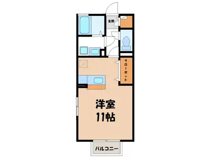 レセンテ新田原 I(ワンルーム/1階)の間取り写真