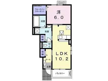 ベリタスII(1LDK/1階)の間取り写真