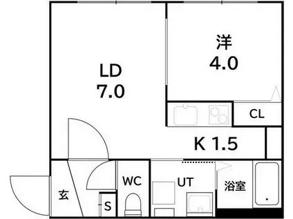 ラフィーネ澄川III(1LDK/4階)の間取り写真