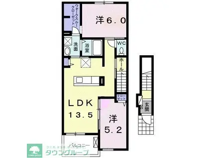 プラシードV(2LDK/2階)の間取り写真