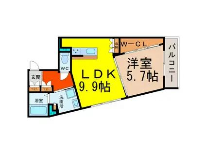 GRANDEUR CHIKUSA(1LDK/1階)の間取り写真