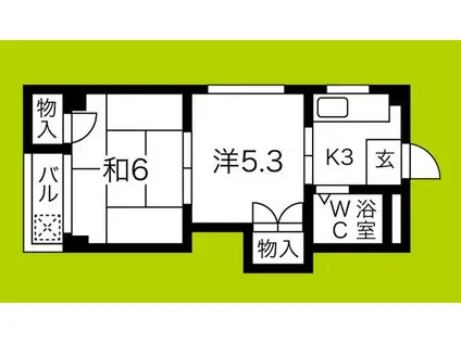 リバティー新森(2K/4階)の間取り写真