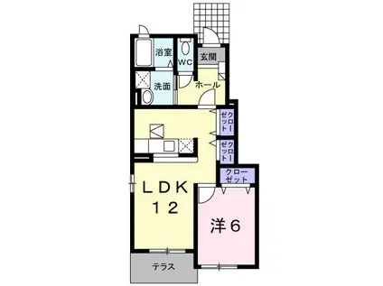 ソレイユI(2DK/1階)の間取り写真