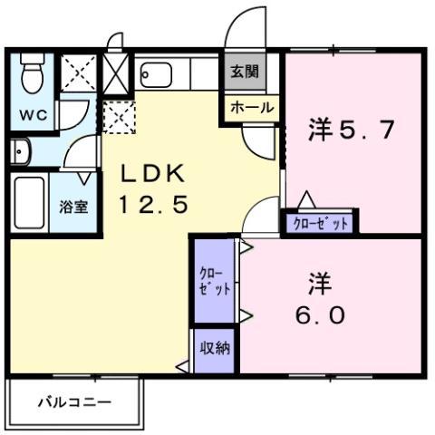 マツモトGマンション B(2LDK/2階)の間取り写真