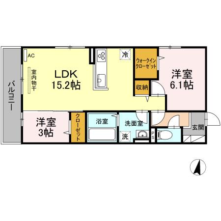 クレアレセント(2LDK/3階)の間取り写真