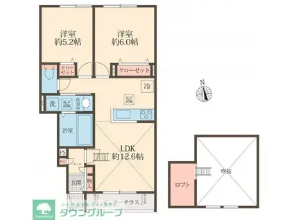 BELLE LEAD(2LDK/1階)の間取り写真