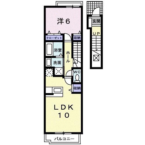 ベアレンサイド(1LDK/2階)の間取り写真