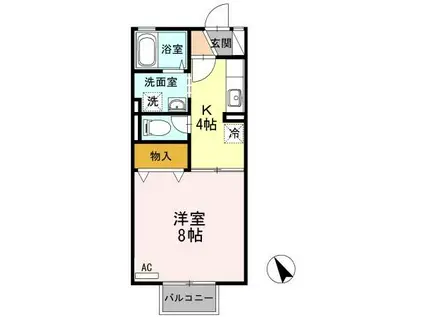 アムール小白川(1K/2階)の間取り写真