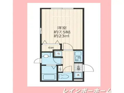 ソレイユ松戸(1K/1階)の間取り写真